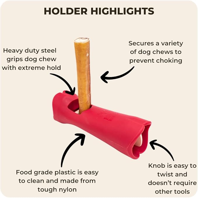 Bully Bunches Mega Hold Anti-Choking Bully Stick Safety Holder for Small, Medium and Large Dogs - Fits All Sized Bully Sticks & Works with Other Chews