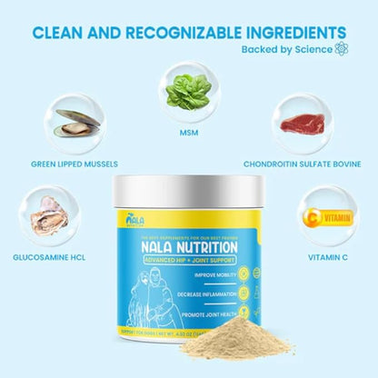 Nala Nutrition Advanced Hip and Joint Supplement for Dogs | Chondroitin, Vitamin and Glucosamine for Dogs | Dog Joint Supplement for Health + Mobility | 120 Scoops