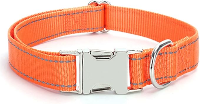 Love Dream Reflective Dog Collar with Metal Buckle, Adjustable Safety Nylon Dog Collars with Heavy Duty Quick Release Buckle for Small Medium Large Dogs, Pet Collar with ID Tag Ring