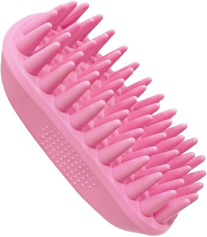 ZOOPOLR Pet Silicone Shampoo Brush for Long & Short Hair, Pink ( New ), Medium Large Pets Dogs Cats, Silicone Shower Wash Curry Brush, Massage Comb