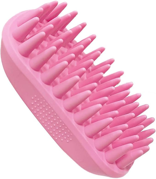 ZOOPOLR Pet Silicone Shampoo Brush for Long & Short Hair, Pink ( New ), Medium Large Pets Dogs Cats, Silicone Shower Wash Curry Brush, Massage Comb