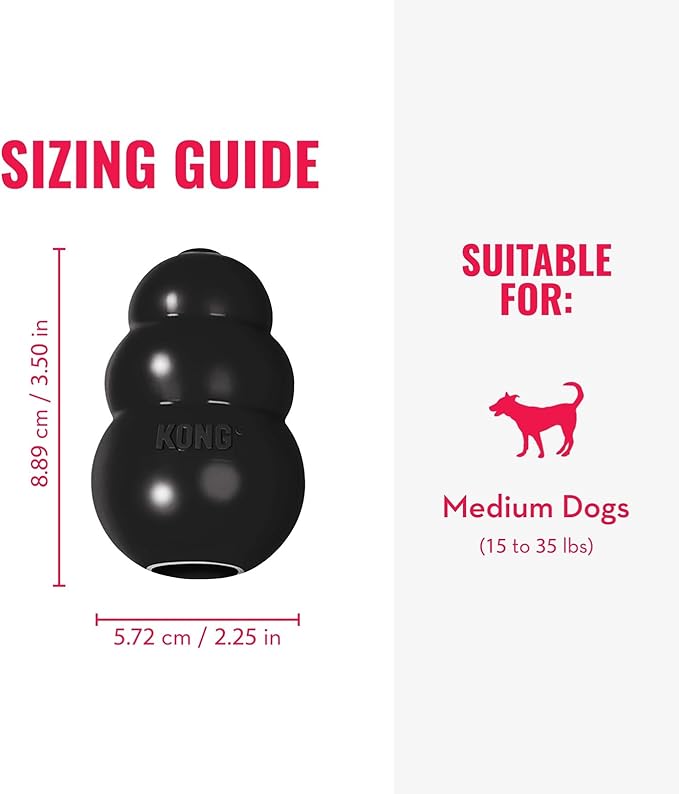 KONG Extreme Dog Toy - Fetch & Chew Toy - Treat-Filling Capabilities & Erratic Bounce for Extended Play Time Most Durable Natural Rubber Material - for Power Chewers - for Medium Dogs