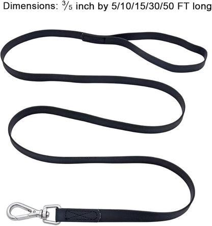 Waterproof Dog Training Leash 50FT 30FT 15FT 10FT 5FT Heavy Duty Recall Long Lead for Large Medium Small Dogs (10FT, Black)