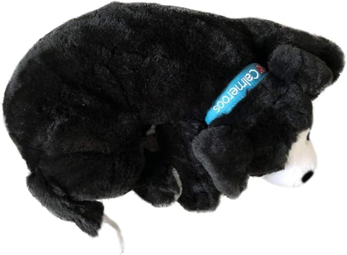 Calmeroos Puppy Heartbeat Toy Sleep Aid with 2 Long-Lasting Heat Packs Last 36 Hours Each Puppy Anxiety Relief Soother Dogs Cuddle Calming Behavioral Aid for Pets (Black and White)
