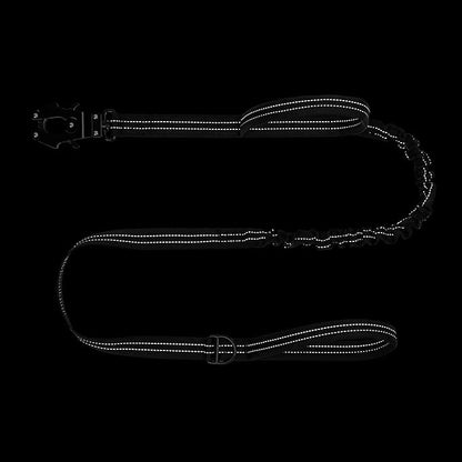 ICEFANG Tactical Dog Leash,K9 Training Walking Bungee Lead with 2 Control Handle,Heavy Duty Quick Release Metal Clasp,Hands Free D-Ring for Medium Large Dogs (4ft,Reflective Black)