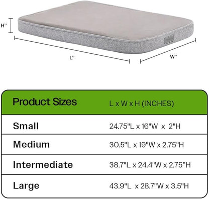 Diggs Snooz Memory Foam Dog Bed - Ideally Sized Revol Dog Crate Pad - Premium Orthopedic Pet Bed for Crate or Home - Grey, Small