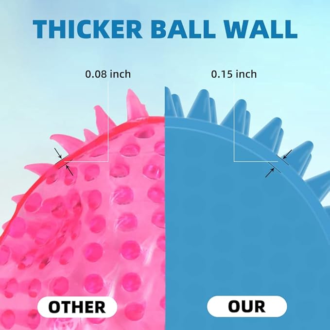 4.5” Heavy Duty Squeaky Dog Balls Toys for Medium Large Dogs 4 Pack Indestructible Dog Toys for Aggressive Chewers Spike Dog Balls for Clean Teeth and Training Dog Toys for Boredom and Stimulating
