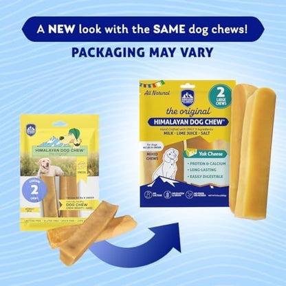 Himalayan Dog Chew Original Yak Cheese Dog Chews, The Better-For-You Chew, 100% Natural, Long Lasting, Healthy Safe Dog Treats, Lactose & Grain Free, Protein Rich, For Dogs 65 Lbs & Smaller, 2-Count