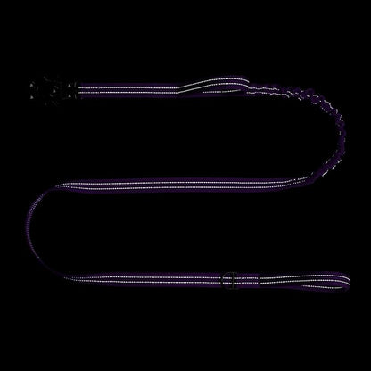 ICEFANG Tactical Dog Leash,K9 Training Walking Bungee Lead with 2 Control Handle,Heavy Duty Quick Release Metal Clasp,for Medium Large Breed (Reflective Purple, 6 FT)