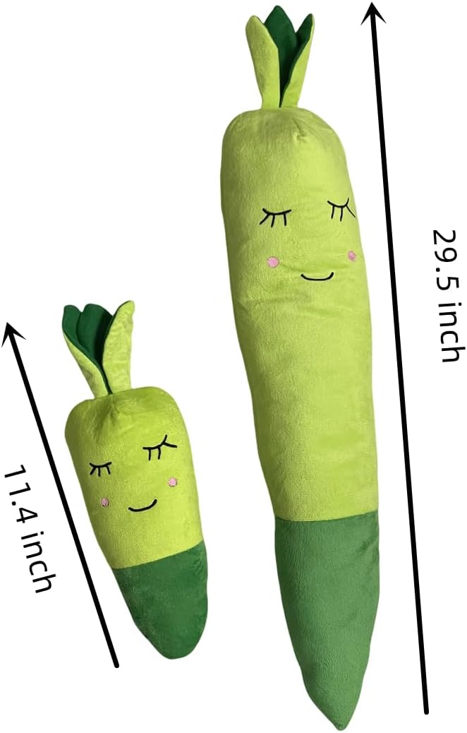 Plush Dog Toy, Carrot Squeaky Toy for All Breeds Pets, Green Polyester Blend, Large Size with Cute Design, Large&Small Interactive Pet Play Toy (Green, Small(1 PCS))