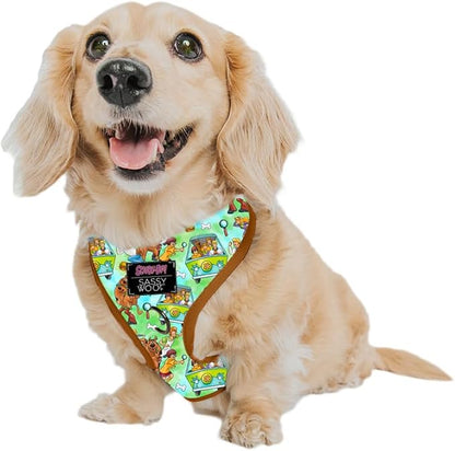 Sassy Woof Dog Adjustable Harness - Scooby-Doo™ - XS, Breathable Mesh, No Pull Design with Two D-Rings, Patented Design, Perfect for Small Dogs and Puppies - Officially Licensed