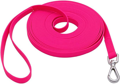 Waterproof Dog Training Leash 50FT 30FT 15FT 10FT 5FT Heavy Duty Recall Long Lead for Large Medium Small Dogs (5FT, Pink)