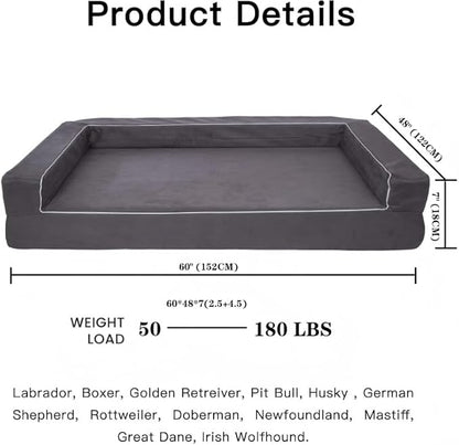 Mama halo Oversized Human Dog Bed & Orthopedic Big Dog Bed, Actual Firm Foam Support, Waterproof Durable Cool Fabric, Smooth Zipper, Joint Relief Pet Bed for Giant Dog, 52" x 34" (Gray, XX-Large)