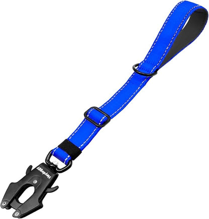 Strong Heavy Duty Dog Leash - Adjustable 15"-18" Reflective Nylon Training Leash with Padded Handle & Frog Clip, Traffic Control for Large Medium Dogs No Pull Walking Dark Blue