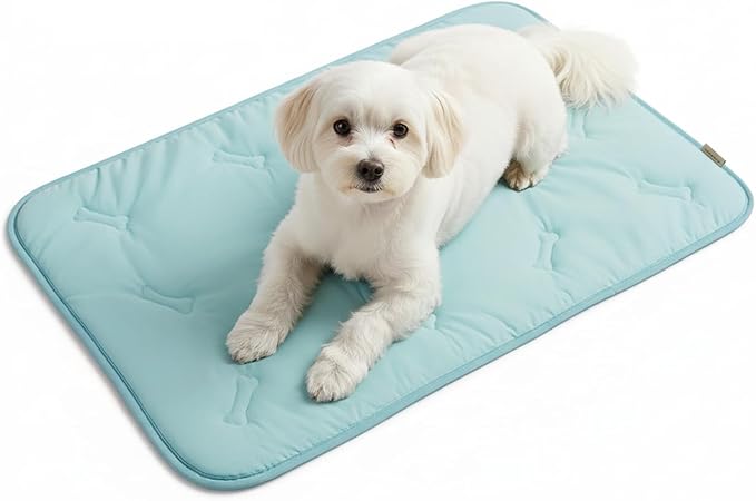 Dormora Cooling Pet Mat – 35x23 Dog or Cat Cool & Comfy, Soft Breathable Self-Cooling Pad, Pet-Safe, Durable, Perfect for Hot Weather, Naps, Crates, Cars, Couch, Washable & Easy to Take Anywhere, Blue