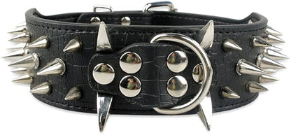 Serijoars Spiked Studded Dog Collar, PU Leather Dog Collar, Adjustable Pet Collars for Medium or Large Breed Pet (M, Black5)