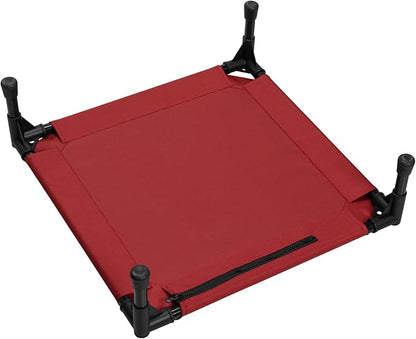 Love&go Elevated Dog Bed with Metal Frame, Cooling Raised Pet Cot for Dog and Cat (S - Red, Small-18.5x18.5x5.5 inch)