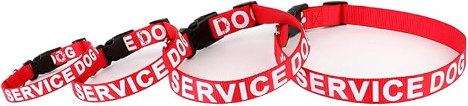 Plutus Pet Service Dog Collar,Printed in Large Letters on Nylon Webbing,Prevents Accidents by Warning Others of Your Dog in Advance,Two Colors,Four Sizes,Neck 10-16 inch,Small,Red