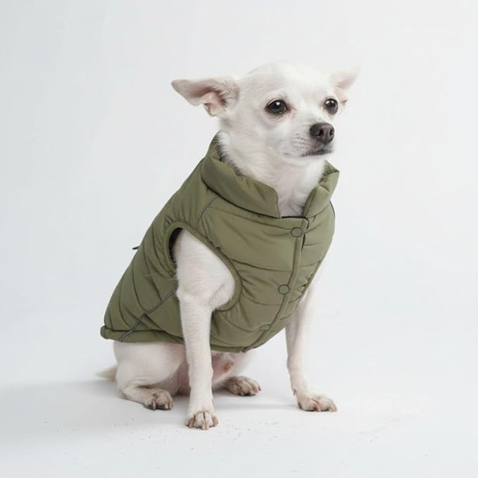 Spark Paws Dog Winter Jacket, Water-Resistant Coat, Warm Reflective Windproof Fleece-Interior, for Medium and Large Dogs - Olive - S