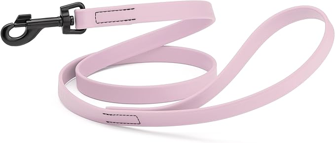 Dogline Biothane Waterproof Dog Leash Strong Coated Nylon Webbing with Black Hardware Odor-Proof Easy to Clean High Performance for Small or Large Dogs Made in USA 4 or 6 ft Lead, Pastel Purple