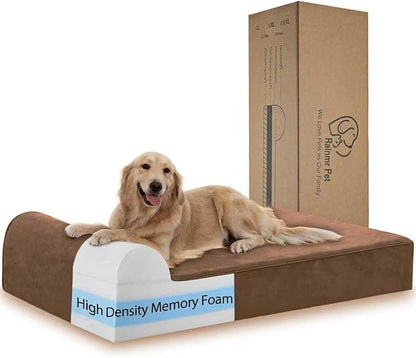 Rainmr Orthopedic Dog Beds for Large Dogs, 7" Memory Foam Dog Beds with Waterproof Liner, Durable Microsuede Cover, Removable and Washable, Nonskid Bottom, 48"x30"x7" L Chocolate