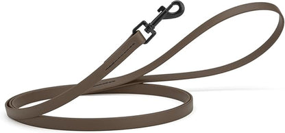 Dogline Biothane Waterproof Dog Leash Strong Coated Nylon Webbing with Black Hardware Odor-Proof Easy to Clean High Performance for Small or Large Dogs Made in USA 4 or 6 ft Lead, Dark Chocolate Brown