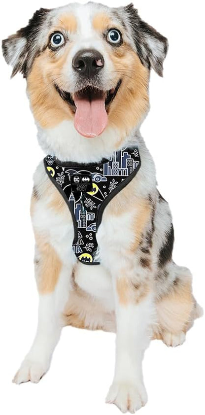 Sassy Woof Dog Adjustable Harness - Batman™ - M, Breathable Mesh, No Pull Design with Two D-Rings, Patented Design, Perfect for Medium Dogs - Officially Licensed