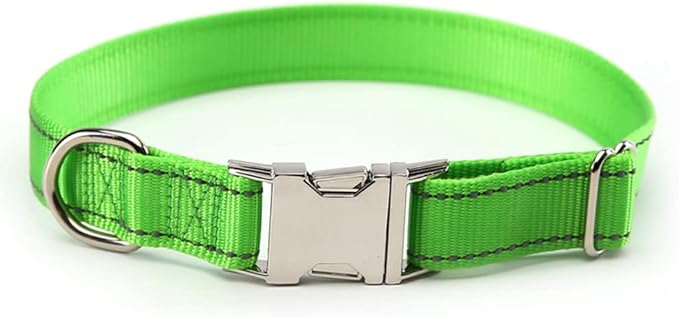 Love Dream Reflective Dog Collar with Metal Buckle, Adjustable Safety Nylon Dog Collars with Heavy Duty Quick Release Buckle for Small Medium Large Dogs, Pet Collar with ID Tag Ring
