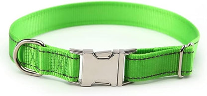 Love Dream Reflective Dog Collar with Metal Buckle, Adjustable Safety Nylon Dog Collars with Heavy Duty Quick Release Buckle for Small Medium Large Dogs, Pet Collar with ID Tag Ring