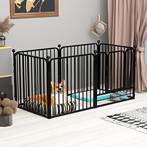 PEIPOOS Dog Panel Pet Playpen Pen Bunny Fence Indoor Outdoor Fence Playpen Heavy Duty Exercise Pen Dog Crate Cage Kennel (55" L x 27.5" W x 31.5" H) (Black)