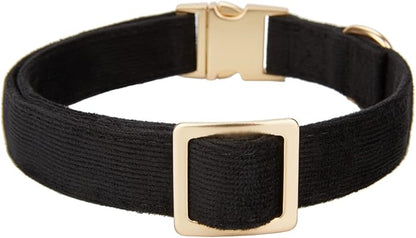 Soft Corduroy Dog Collar and Leash Set Adjustable Durable Dog Collars with Metal Buckle and Lead for Large Dogs,Black
