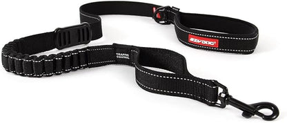 EzyDog Zero Shock Dog Leash - Shock Absorbing Bungee Leash for Dogs That Pull or Excite - Dual Handle and Reflective for Large, Medium, or Small Dogs (48-inch, Black)
