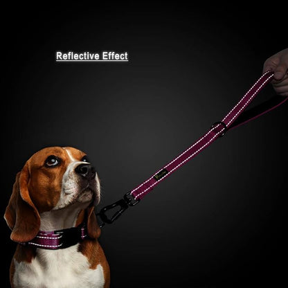 PLUTUS PET Short Training Dog Leash with Padded Handle for Medium Large Big Dogs,18 Inch Heavy Duty Strong Traffic Leash with Carabiner Clip for Climbing Walking or Guiding Blind（18”，Pink