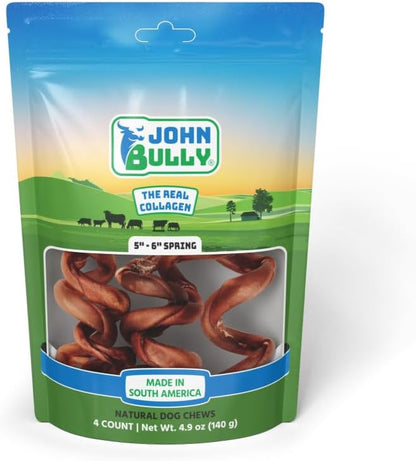 john bully Collagen Spring 5"-6", The Best Option for Your Dog, 100% Natural, Rich in Protein, Highly Digestible, Gluten Free,Premium Grade Quality,Odor Free The Real Collagen