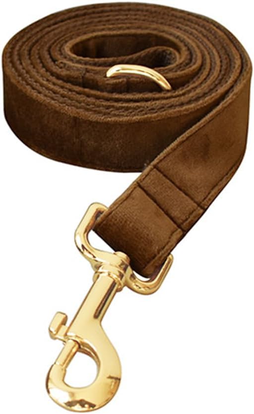 JAY D.L Dog Collar and Leash Set，Soft & Comfy Velvet Dog Collars with Heavy Duty Metal Buckle and Matching Lead Adjustable for Small Medium Large Dogs (Small, Coffee)
