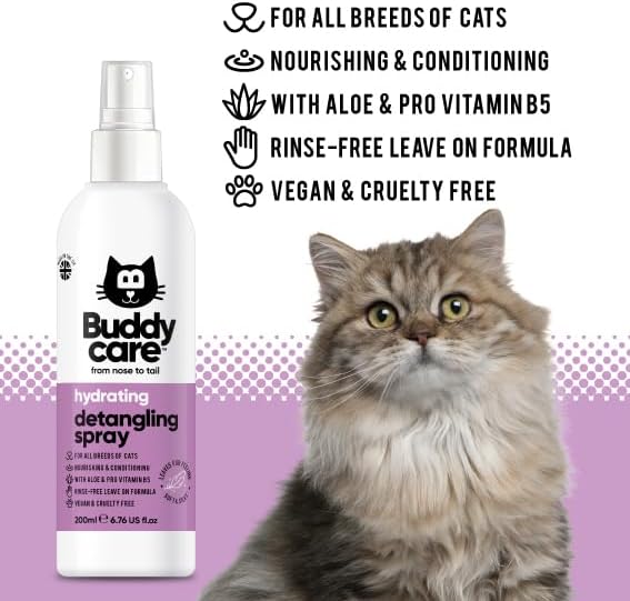 Buddycare Detangling Spray for Cats - Effective Cat Matted Fur Remover and Detangle Spray to Promote a Healthy Coat, Easily Removes Matted Hair for a Smooth and Shiny Coat