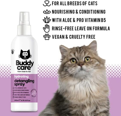 Buddycare Detangling Spray for Cats - Effective Cat Matted Fur Remover and Detangle Spray to Promote a Healthy Coat, Easily Removes Matted Hair for a Smooth and Shiny Coat