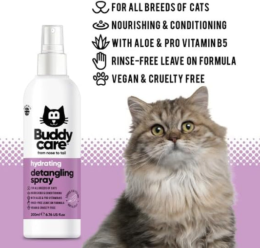 Buddycare Detangling Spray for Cats - Effective Cat Matted Fur Remover and Detangle Spray to Promote a Healthy Coat, Easily Removes Matted Hair for a Smooth and Shiny Coat