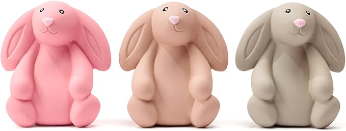 Pawdoer Squeaky Dog Toys for Medium Dogs, Soft Latex Bunny Squeaky Dog Ball, Cute Funny Squeak Rabbit Pet Toys