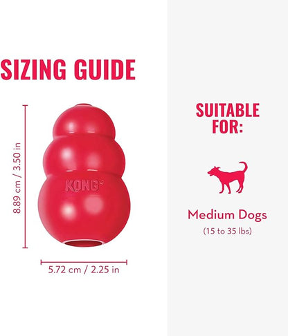 KONG Classic Stuffable Dog Toy - Fetch & Chew Toy for Dogs - Treat-Filling Capabilities & Erratic Bounce for Extended Play Time - Durable Natural Rubber Material - for Medium Dogs