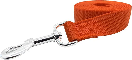 Nylon Dog Training Leash, Traction Rope, 4Ft /5 Foot /6 Feet Long, 5/8 inch 3/4 Inch 1 Inch Wide, for Small and Medium Dogs (1'' x 12 FT, Orange)