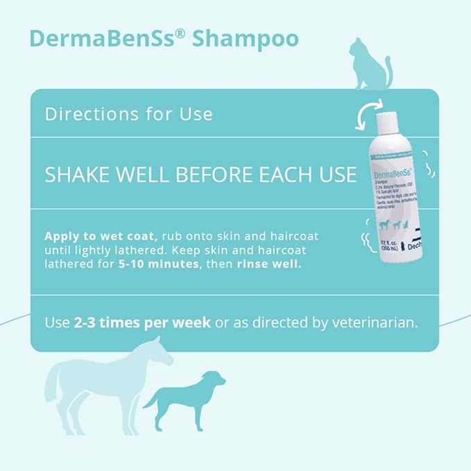 DermaBenSs Shampoo for Dogs, Cats and Horses, 12 Ounce