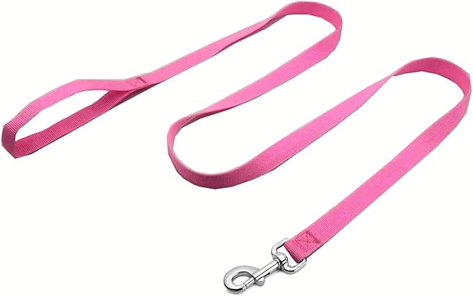 Strong Nylon Dog Leash, 4FT/ 5 FT/ 6FT Dog Leashes for Medium Large Dogs (4FT, Pink)