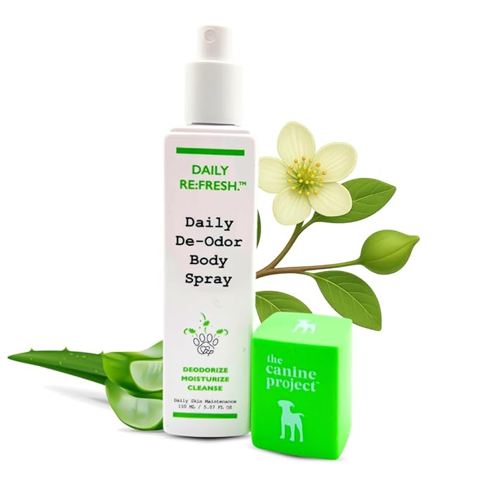 The Canine Project Luxury Daily Dog Deodorant & Grooming Spray – Long-Lasting, Odor Eliminating Pet Deodorizer Spray for Dogs’ Coat & Skin – Gentle & Clean, Irresistible Fresh Spa Scent 5.07 Fl oz.