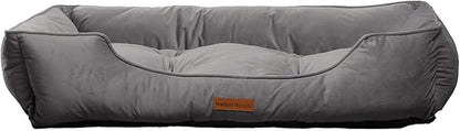 Modern Threads Luxury Dog Bed - Comfortable Tufted Velvet Cushion for Small to Large Dogs - Machine Washable - Durable & Cute Sleep Space for Pets - Pamper Your Pet with Cozy Beds - Charcoal