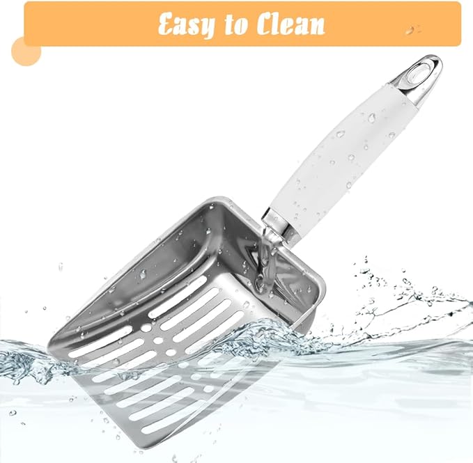 Apidgrowth Cat Litter Scoop - Stainless Steel Metal Cat Litter Scoop-Sturdy Mesh Scooper - Mesh Shovel-Easy to Clean - Suitable for Cat Litter Box -Grey White-Christmas