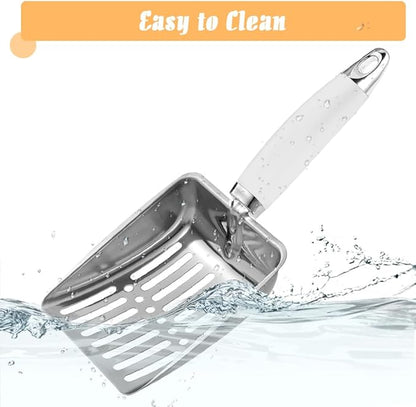 Apidgrowth Cat Litter Scoop - Stainless Steel Metal Cat Litter Scoop-Sturdy Mesh Scooper - Mesh Shovel-Easy to Clean - Suitable for Cat Litter Box -Grey White-Christmas