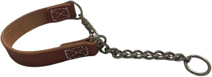 Joel Silverman - Alternative Training Collar - Gentle No-Pull Dog Collar - Leather & Chain Combo for Humane, Low-Neck Control - Trainer-Trusted Leather Dog Collar for All Breeds (Medium 1)