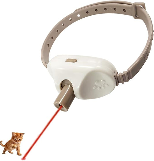 Walfront Cat Toys, Automatic Interactive Brown Light Collar, USB Rechargeable Adjustable 9.1–13.4in, 2 Modes & 41° Angle, Hands-Free Indoor Chase for Cats & Kittens, Fun Play