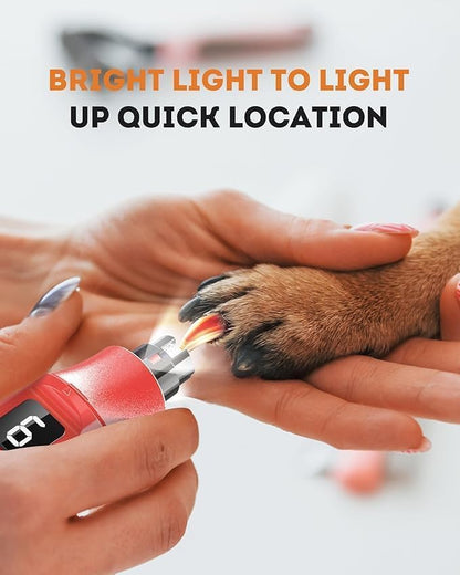 7-Speed Dog Nail Grinder with LED Light – Ultra Quiet Electric Pet Nail Trimmer for Large Dogs & Cats – Professional Grooming Tool with Dust Collector, One-Hand Speed Control & Instant Stop Safety